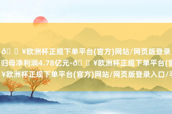 🔥欧洲杯正规下单平台(官方)网站/网页版登录入口/手机版公司罢了归母净利润4.78亿元-🔥欧洲杯正规下单平台(官方)网站/网页版登录入口/手机版