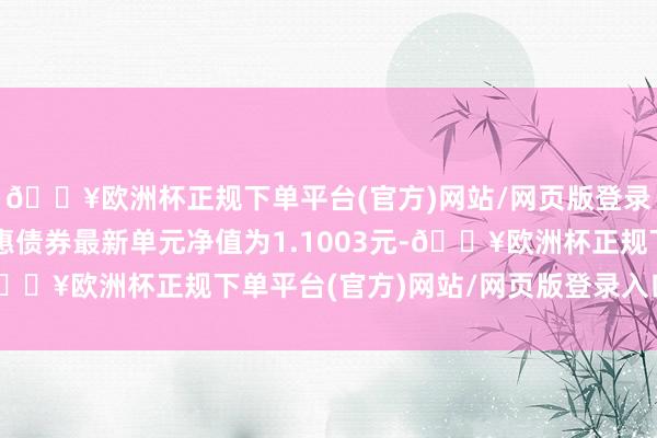 🔥欧洲杯正规下单平台(官方)网站/网页版登录入口/手机版鹏华丰惠债券最新单元净值为1.1003元-🔥欧洲杯正规下单平台(官方)网站/网页版登录入口/手机版